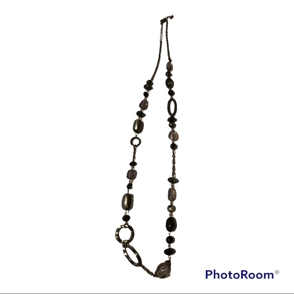 Beaded Back and Grey Necklace - Picture 1 of 5